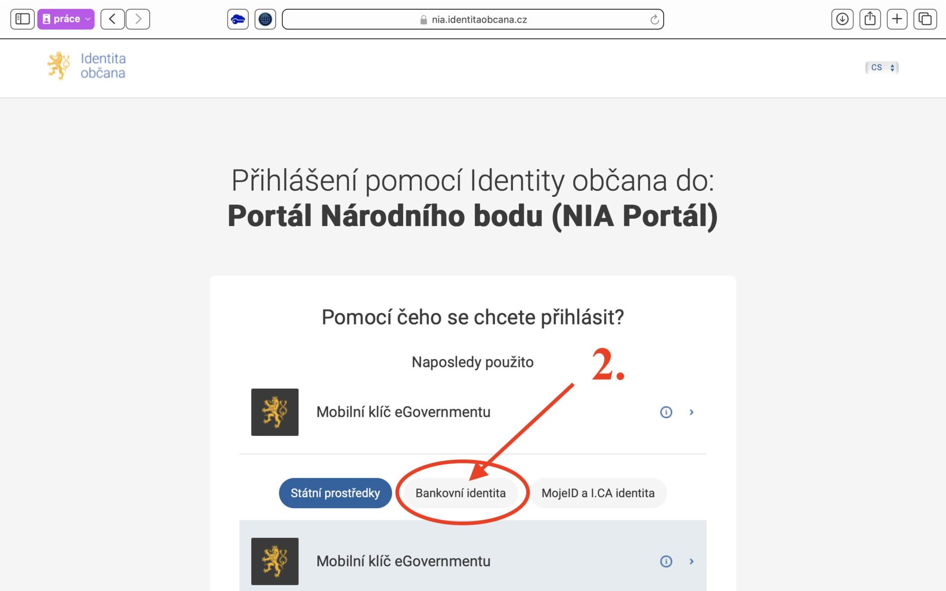 Výběr bankovní identity